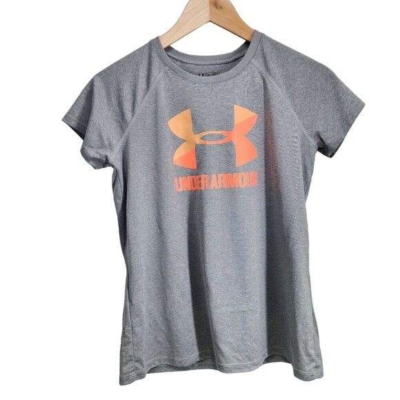 Under Armour Gray Loose Tshirt Girls Size‎ YLG Gray Short Sleeve - Picture 1 of 6
